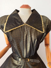 Load image into Gallery viewer, 1940s 1950s - Stunning French Green Satin Dress - W28.5 (72cm)
