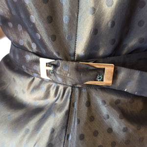 1940s 1950s - Stunning French Green Satin Dress - W28.5 (72cm)