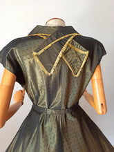 Load image into Gallery viewer, 1940s 1950s - Stunning French Green Satin Dress - W28.5 (72cm)
