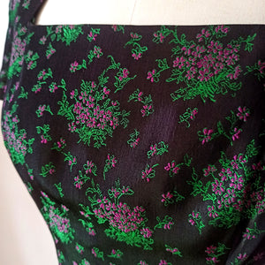1940s - SALENS, Stockholm - Stunning Green Floral Dress - W29 (74cm)