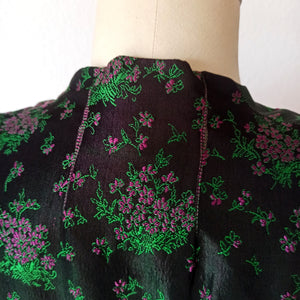 1940s - SALENS, Stockholm - Stunning Green Floral Dress - W29 (74cm)