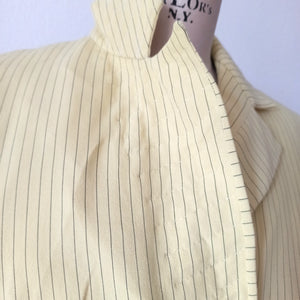 1950s - Gorgeous Lemon Butter Striped Rayon Dress - W27 (68cm)