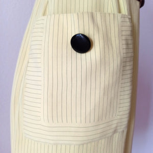 1950s - Gorgeous Lemon Butter Striped Rayon Dress - W27 (68cm)