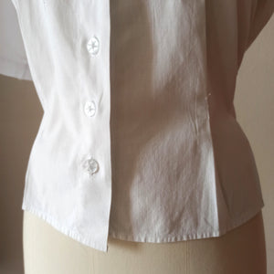 1940s - Delicious White Linen Cotton Embroidery Blouse - W39 (100cm)