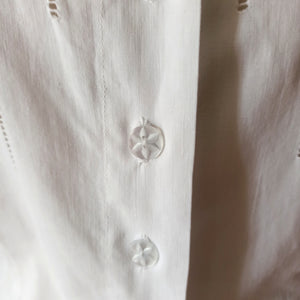 1940s - Delicious White Linen Cotton Embroidery Blouse - W39 (100cm)