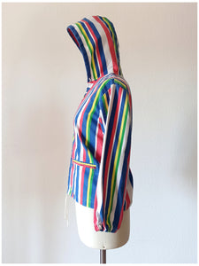 1950s 1960s - JANTZEN, USA - Fabulous Striped Hoodie Jacket - Size M