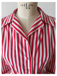 1940s 1950s - Gorgeous Candy Stripes Cotton Blouse - W31 (80cm)