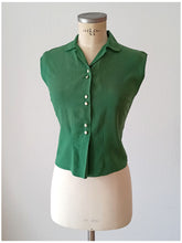 Load image into Gallery viewer, 1950s - Gorgeous Forest Green Rayon Blouse - W31.5 (80cm)
