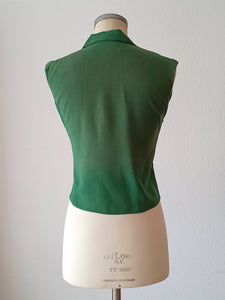 1950s - Gorgeous Forest Green Rayon Blouse - W31.5 (80cm)