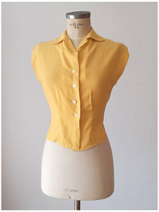 1950s - Gorgeous Corn Rayon Blouse - W29 (74cm)