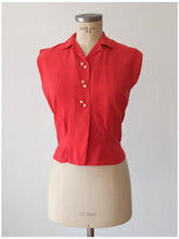 Load image into Gallery viewer, 1950s - Gorgeous Red Rayon Blouse - W31.5 (80cm)
