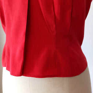 1950s - Gorgeous Red Rayon Blouse - W31.5 (80cm)