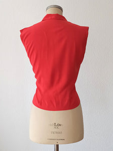 1950s - Gorgeous Red Rayon Blouse - W31.5 (80cm)
