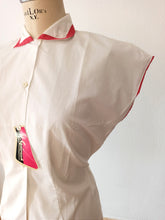 Laden Sie das Bild in den Galerie-Viewer, 1950s - M. GUIRAUD, France - Deadstock Cotton Blouse - Sz 46
