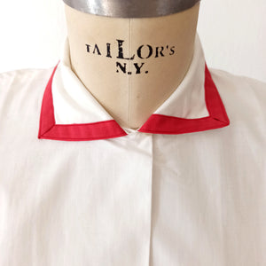 1950s - M. GUIRAUD, France - Deadstock Cotton Blouse - Sz 46