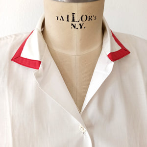1950s - M. GUIRAUD, France - Deadstock Cotton Blouse - Sz 46