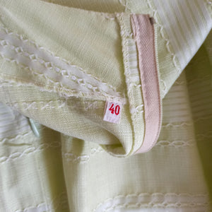 1950s 1960s - Adorable Light Lime Linen Dress - W26 (66cm)
