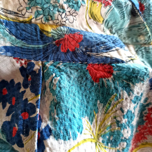 1950s - Fabulous Floral Hoodie Blouse - Sz. L/XL
