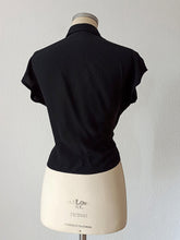Charger l&#39;image dans la galerie, 1950s - Delicious Black Rayon Blouse - Sz 42
