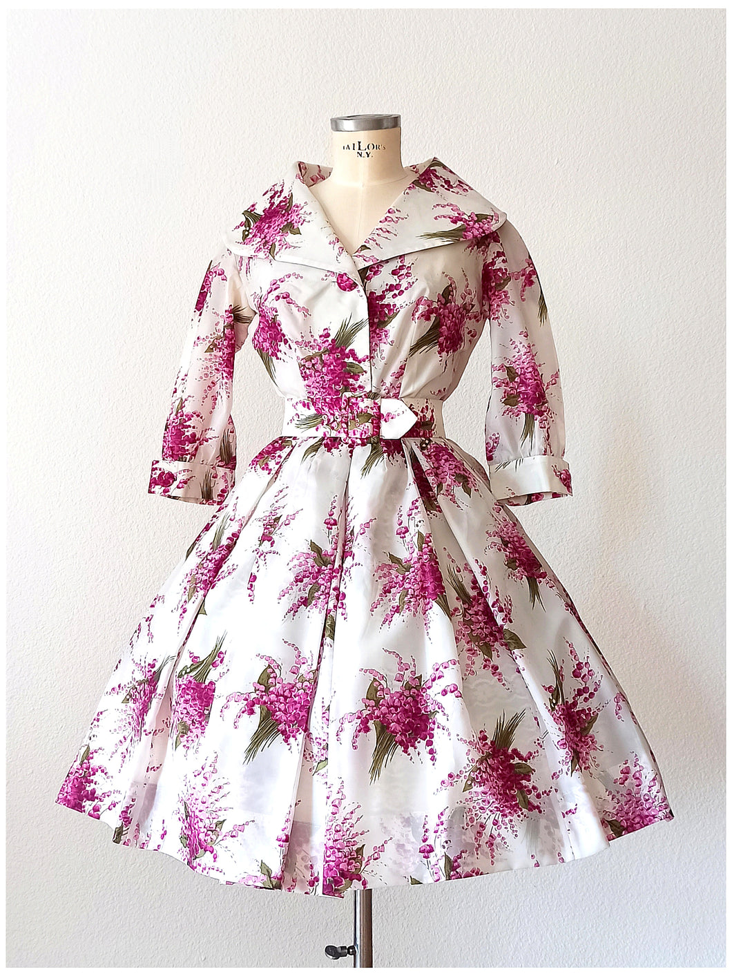 1950s 1960s - Stunning Parisian Floral Bouquets Dress - W26 (66cm)
