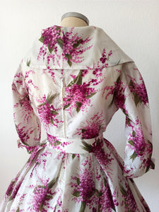 1950s 1960s - Stunning Parisian Floral Bouquets Dress - W26 (66cm)