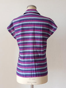 1950s 1960s - Fabulous Purple Linen Blouse - Sz M