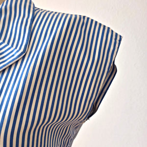 1950s - Stunning Collar Striped Cotton Blouse - Sz M/L