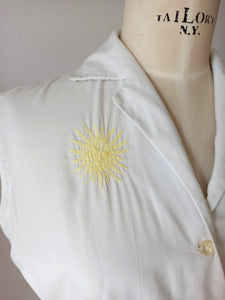 1950s - Fabulous Novelty Embroidery Sunglasses Blouse - W38 (96cm)