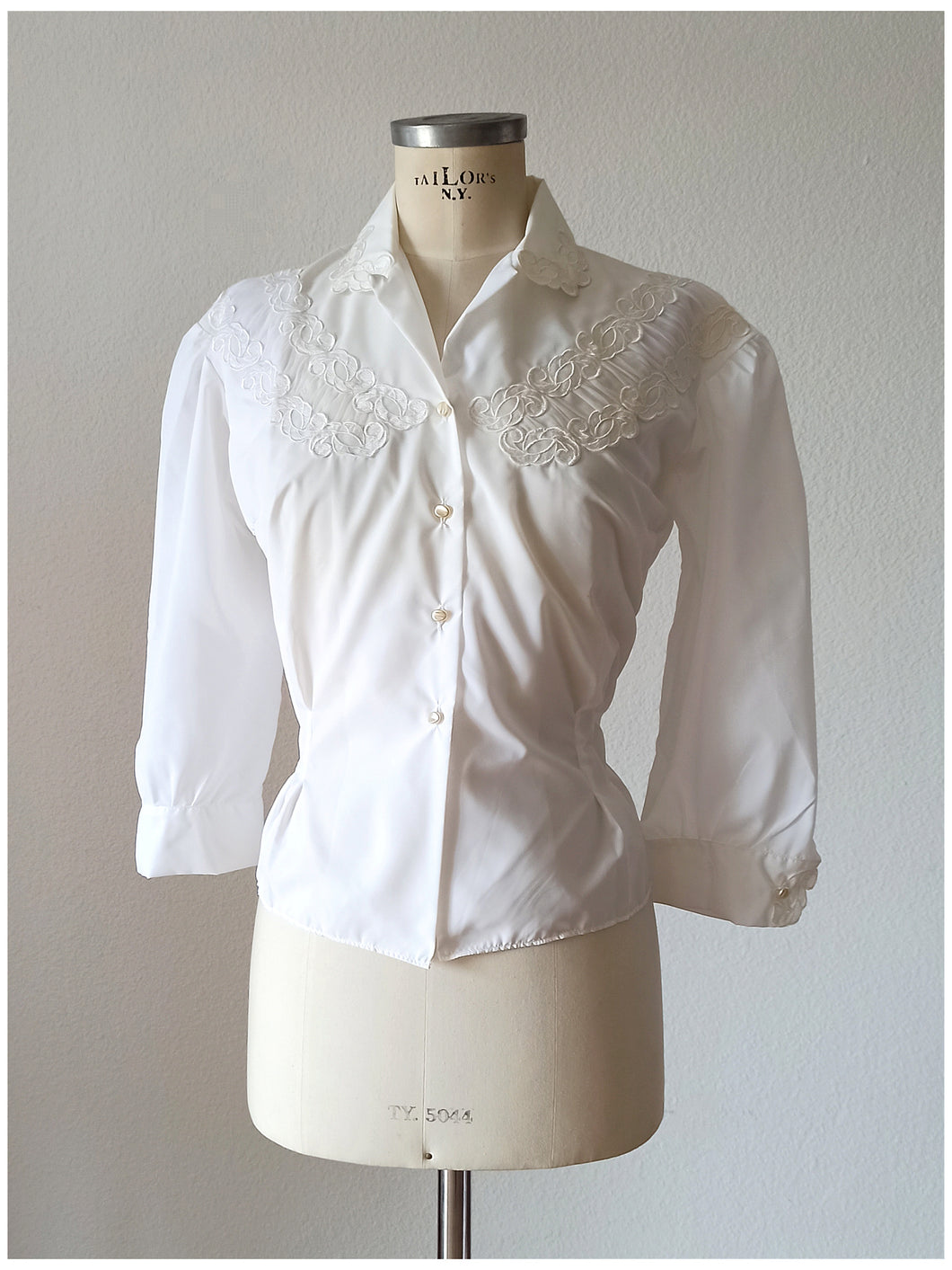 1950s - SERMO, France - Exquisite Deadstock Blouse - Sz 46