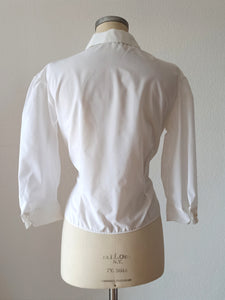 1950s - SERMO, France - Exquisite Deadstock Blouse - Sz 46