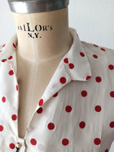 Load image into Gallery viewer, 1950s - M. GUIRAUD, France - Deadstock Dotted Nylon Blouse - Sz 43
