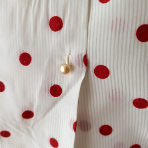 1950s - M. GUIRAUD, France - Deadstock Dotted Nylon Blouse - Sz 43