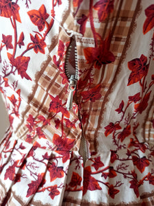 1950s - Adorable Ivy Print Cotton Dress - W27 (68cm)