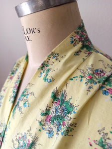 1940s 1950s - FRANCE - Gorgeous Yellow Floral Cotton Blouse - W30 (76cm)