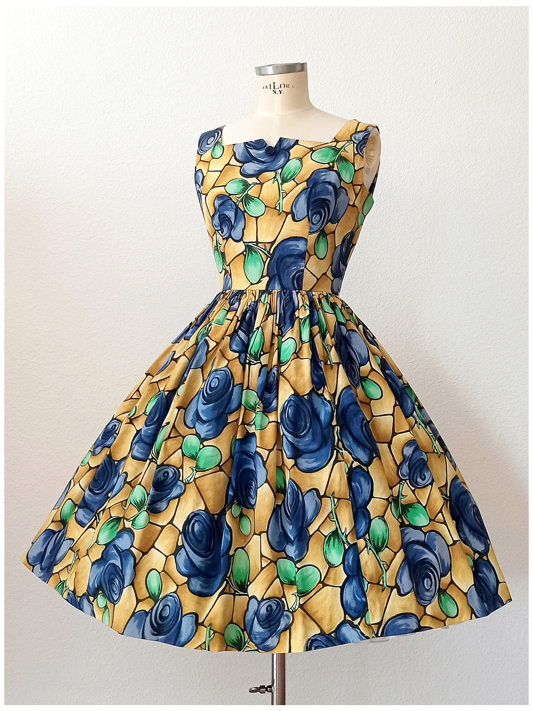 1950s 1960s - Spectacular Roseprint Cotton Dress - W26 (66cm)