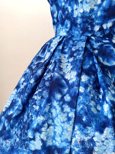 1950s 1960s - Gorgeous Floral Satin Dress - W28.5 (72cm)