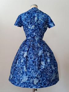 1950s 1960s - Gorgeous Floral Satin Dress - W28.5 (72cm)