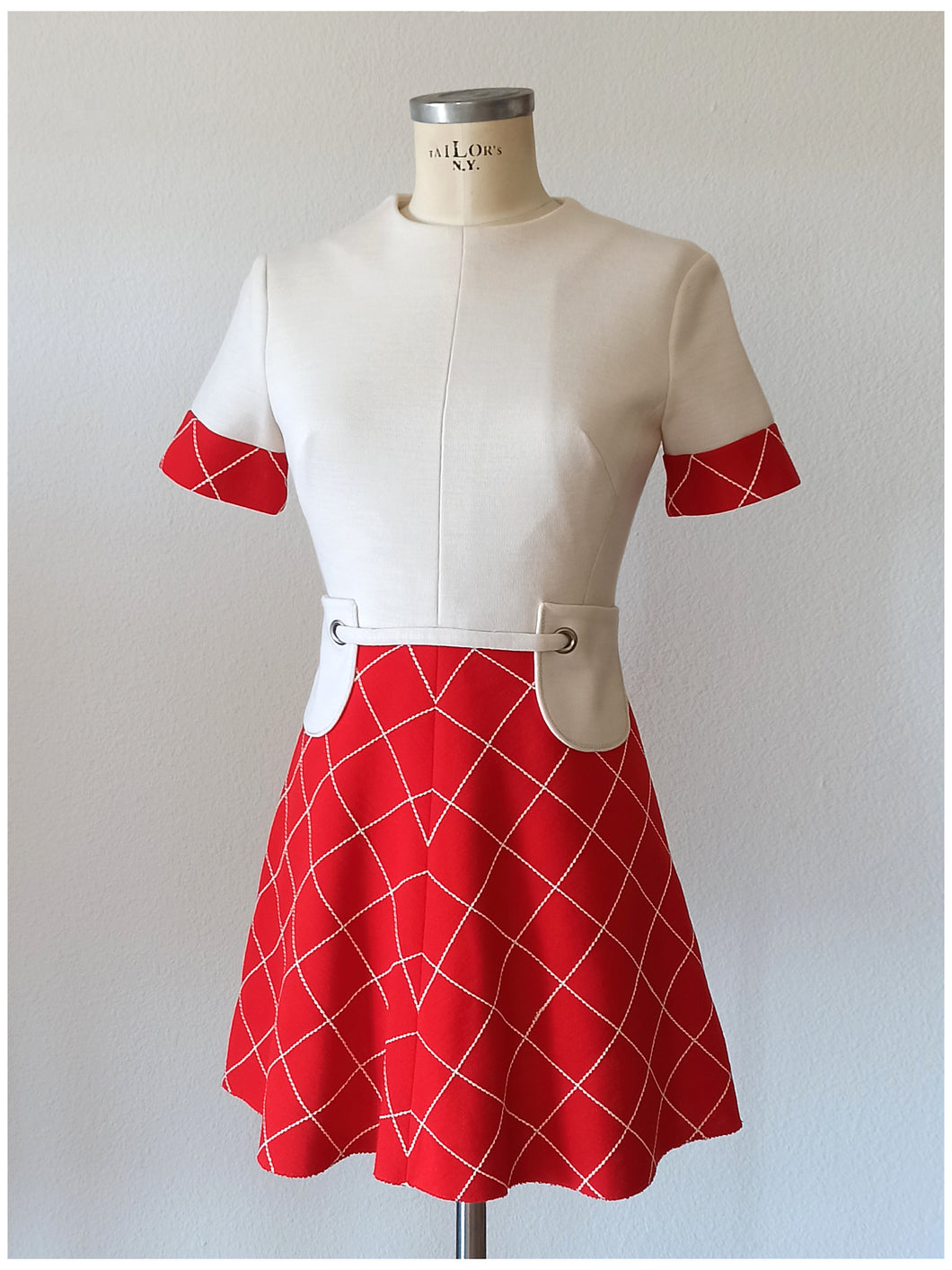 1960s - Stunning Two Tone Wool Mod Dress - W30 (76cm)