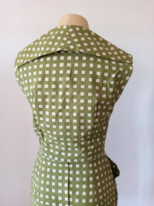 1950s - Stunning Green Cotton Dress - W27.5 (70cm)