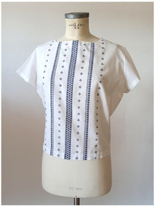 1960s - CHERIE MODELL, Switzerland - Embroidery Blouse - Sz 48