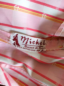1950s - MICHEL, Paris - Adorable Pink Plaid Dress - W25 (64cm)