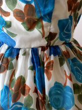 Load image into Gallery viewer, 1960s - Blue Roseprint Dress - W30 (76cm)
