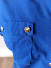 Load image into Gallery viewer, 1960s - Blue Cotton Navy Buttons Blouse - Sz 44
