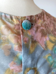 1960s - Sweet Colors Satin Floral Top
