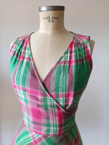 1960s 1970s - BETTY BARCLAY - Adorable Plaid Dress - W27 (68cm)