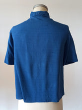 Load image into Gallery viewer, 1950s 1960s - Blue Rayon Ascot Blouse
