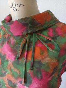 1960s - DEADSTOCK - Stunning Abstract Floral Dress - W29" (74cm)