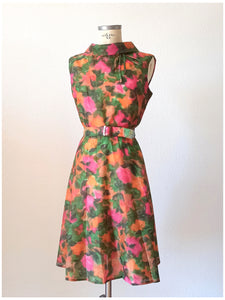 1960s - DEADSTOCK - Stunning Abstract Floral Dress - W29" (74cm)