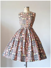 Cargar imagen en el visor de la galería, 1950s 1960s - Gorgeous Abstract Cotton Dress - W30 (76cm)
