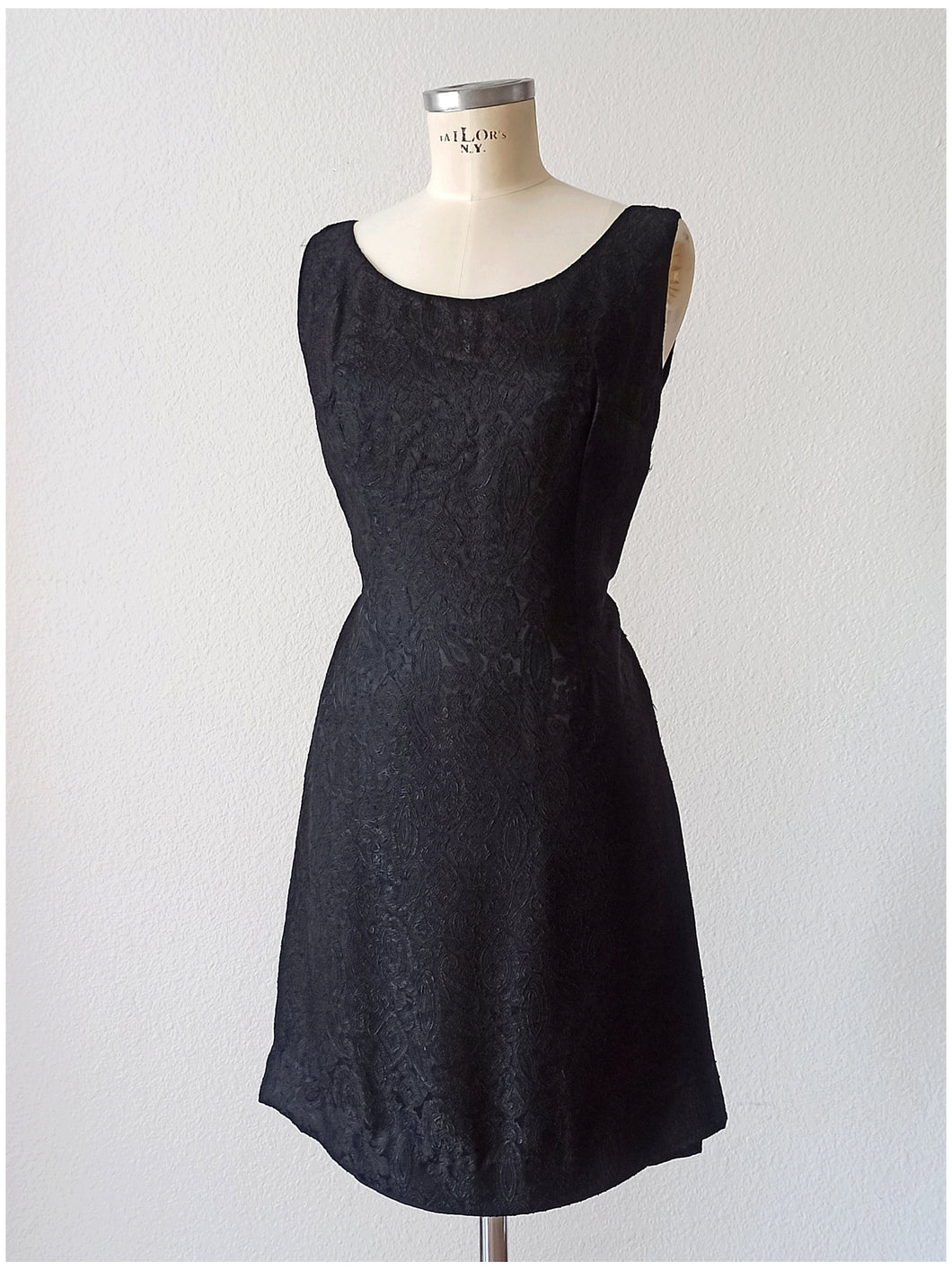 1960s - Superb Black Rayon Cocktail Dress - W32 (82cm)